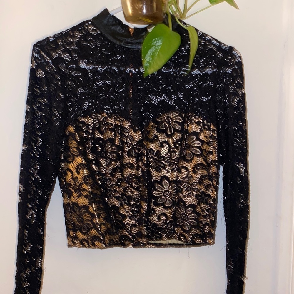 gold and black see through mini top